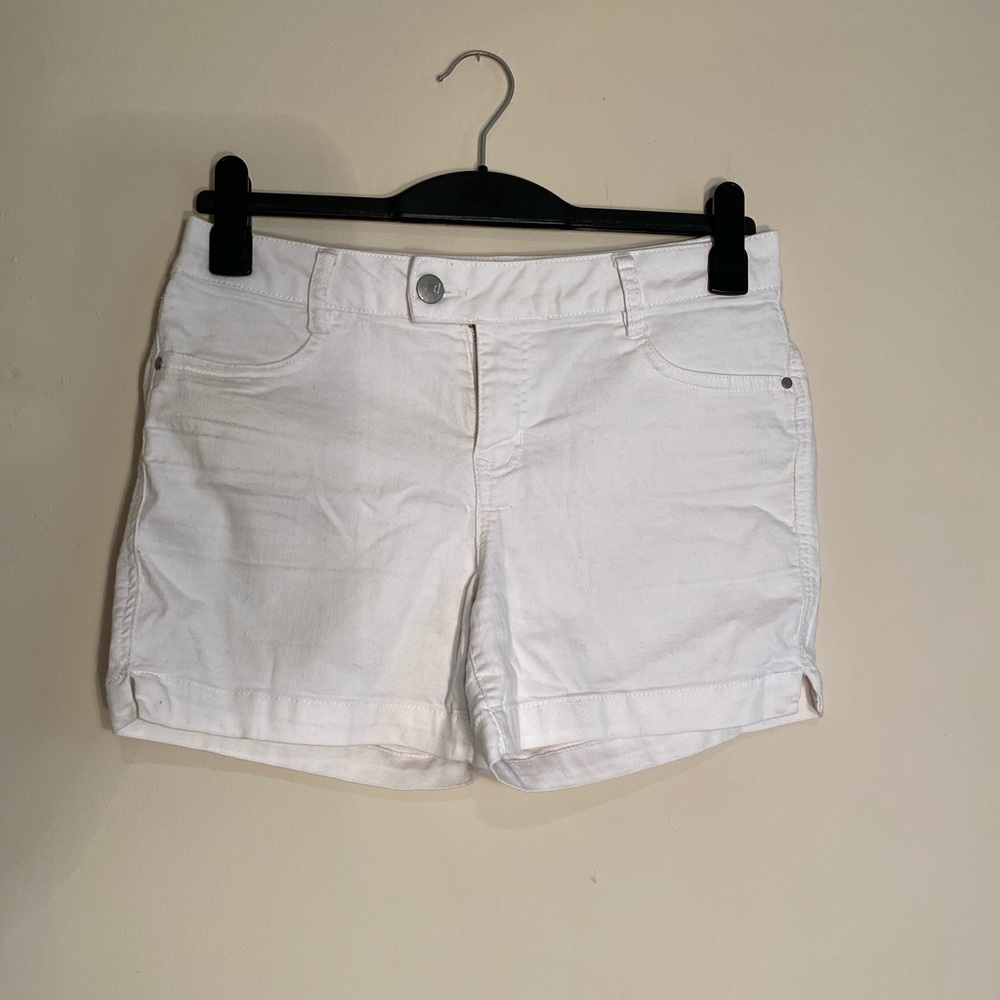Mid Rise White Shorts